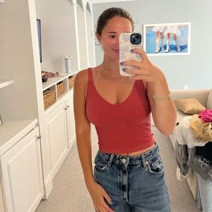 Rusty red rubbed tank top!